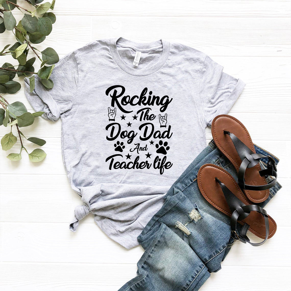 Rocking The Dog Dad And Teacher Life Shirt | Male T-shirt