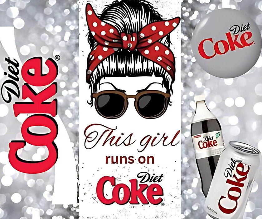 Diet Coke Tumbler 20oz - This Girl Runs On Diet Coke Insulated Travel Cup, Funny Soda Lover Gift, Reusable Drinkware for Women - My Store