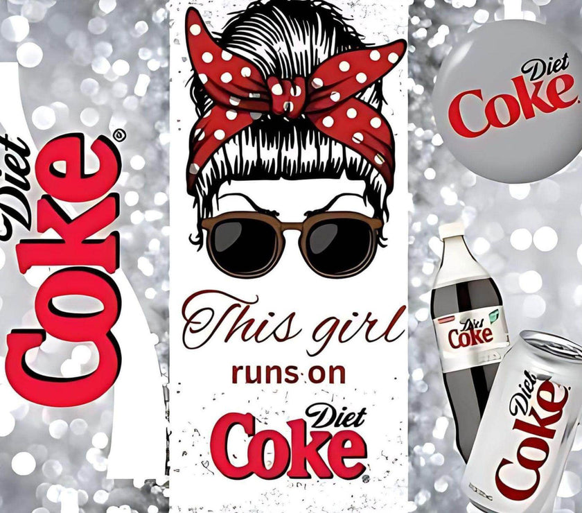 Diet Coke Tumbler 20oz - This Girl Runs On Diet Coke Insulated Travel Cup, Funny Soda Lover Gift, Reusable Drinkware for Women - My Store