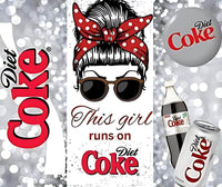 Diet Coke Tumbler 20oz - This Girl Runs On Diet Coke Insulated Travel Cup, Funny Soda Lover Gift, Reusable Drinkware for Women - My Store
