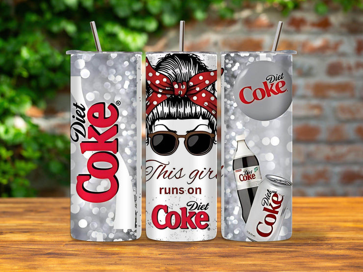 Diet Coke Tumbler 20oz - This Girl Runs On Diet Coke Insulated Travel Cup, Funny Soda Lover Gift, Reusable Drinkware for Women - My Store