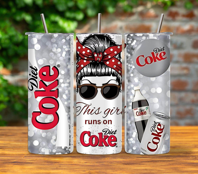 Diet Coke Tumbler 20oz - This Girl Runs On Diet Coke Insulated Travel Cup, Funny Soda Lover Gift, Reusable Drinkware for Women - My Store