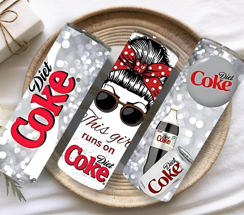 Diet Coke Tumbler 20oz - This Girl Runs On Diet Coke Insulated Travel Cup, Funny Soda Lover Gift, Reusable Drinkware for Women - My Store