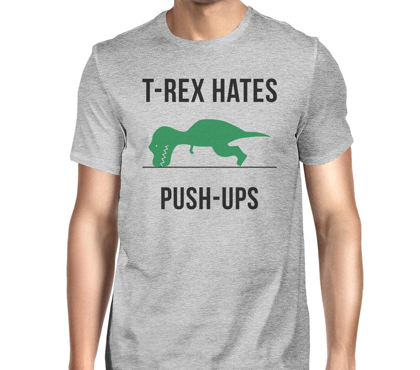 T-Rex Push Ups Mens Funny Workout Shirts Lightweight Cotton T-Shirt image 4