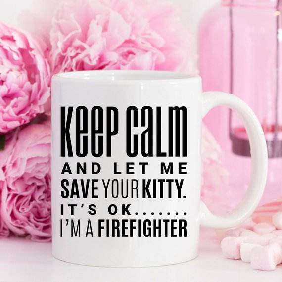 Fireman Firefighter Save The Kitty Mug, - My Store