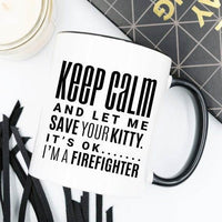 Fireman Firefighter Save The Kitty Mug, - My Store