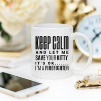 Fireman Firefighter Save The Kitty Mug, - My Store