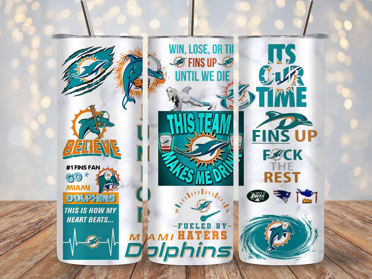 Miami Dolphins True Fan 20oz Tumbler with name image 0