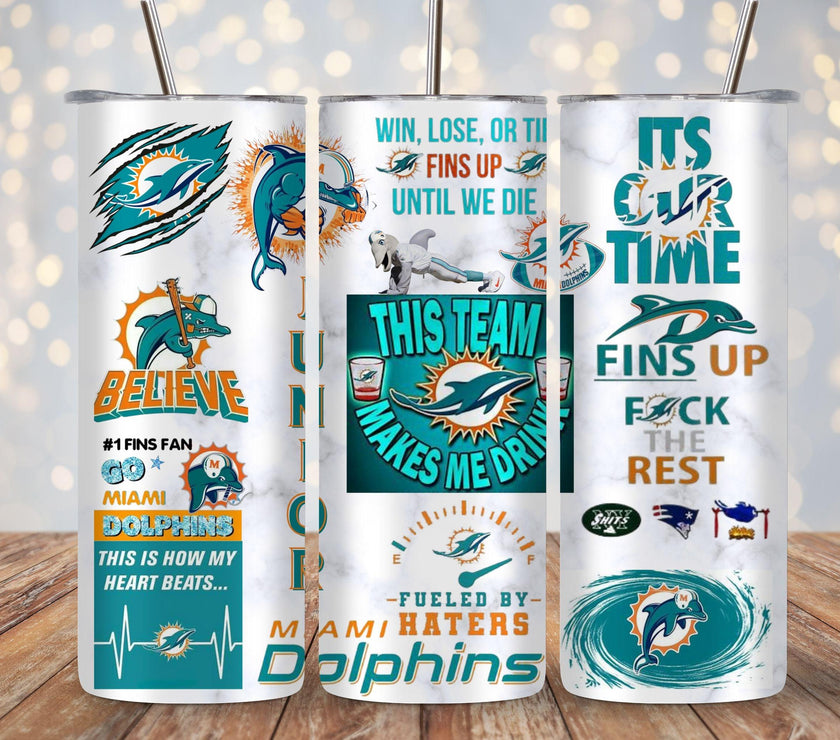Miami Dolphins True Fan 20oz Tumbler with name image 0