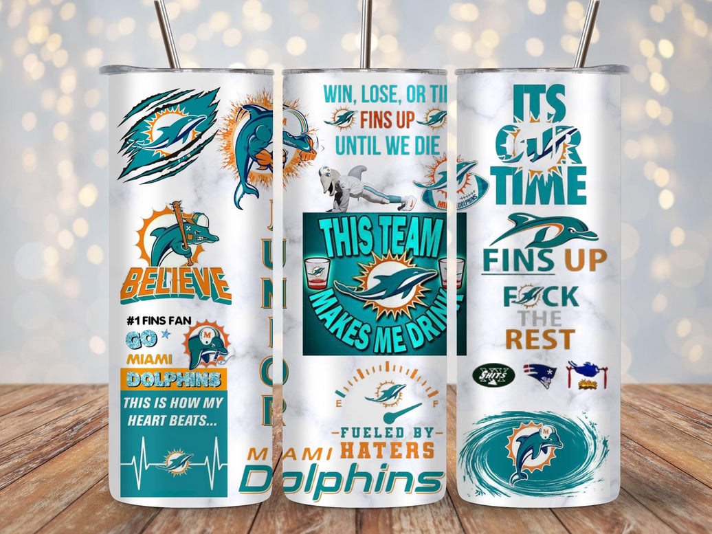 Miami Dolphins True Fan 20oz Tumbler with name image 0