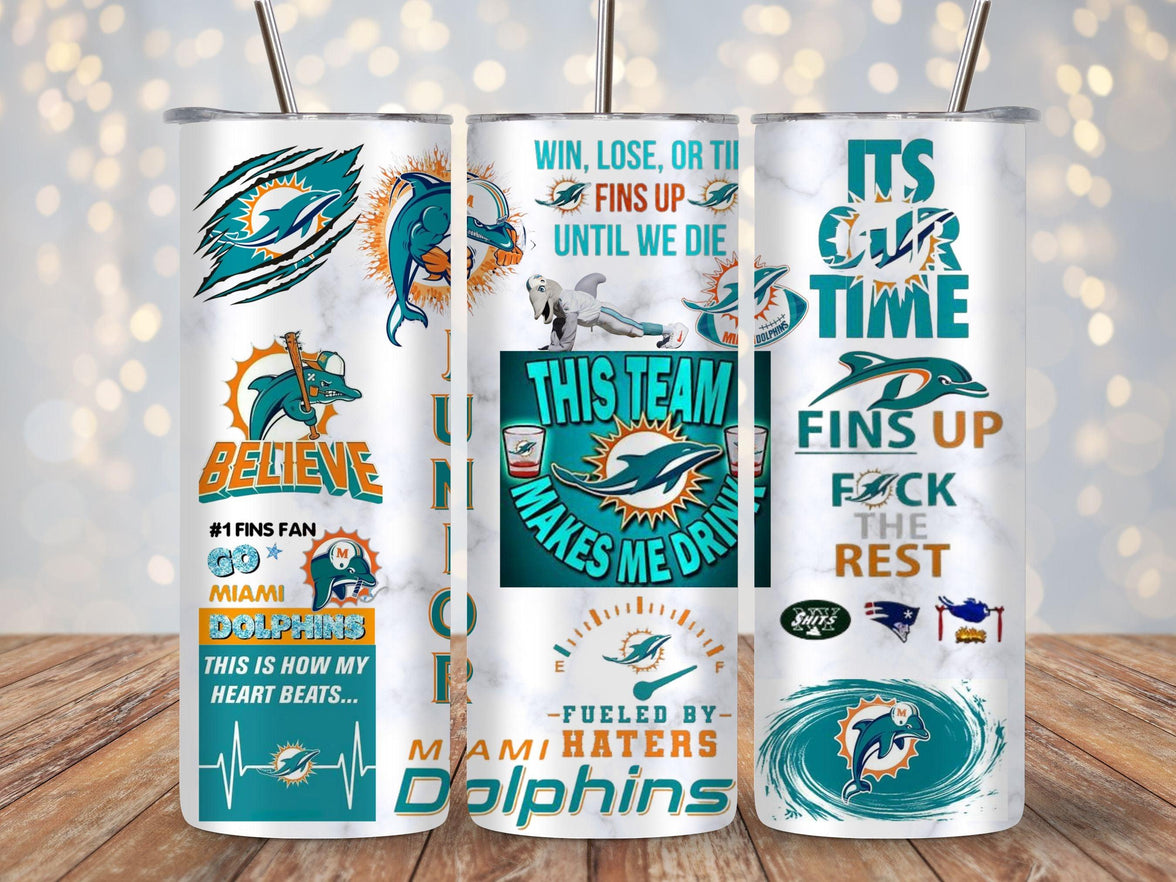 Miami Dolphins True Fan 20oz Tumbler with name image 0