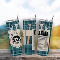 Best Dad Ever 20 oz Tumbler with Nutritional Facts Design – Fathers Day Gift for Dad, Coffee & Tea Travel Cup, Funny Gift for Dad