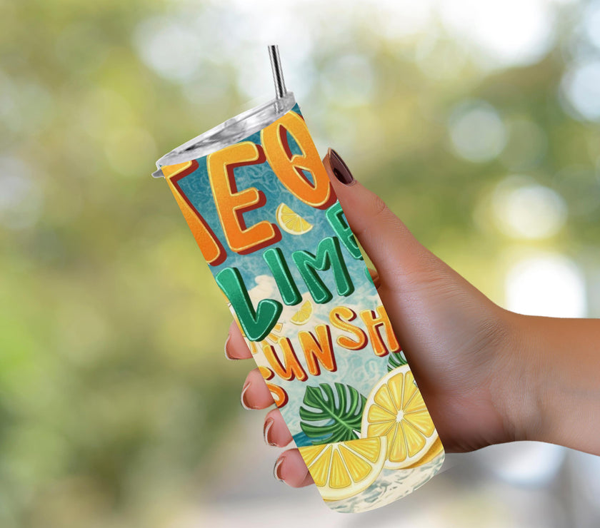 Tequila Lime and Sunshine 20oz Tumbler – Insulated Stainless Steel Cup for Cold & Hot Drinks, Perfect Gift for Summer and Outdoor Use