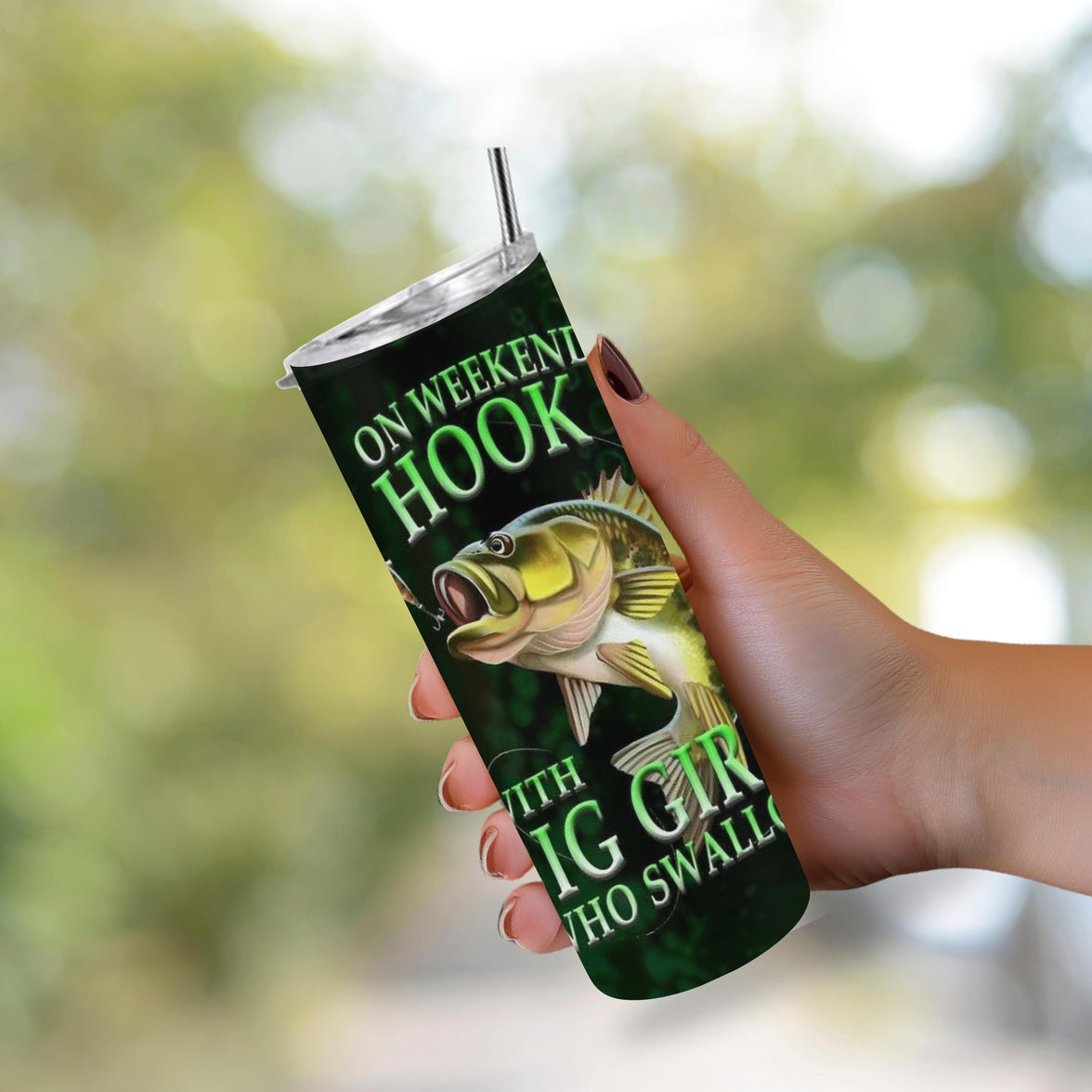 Father's Day Tumbler with Fish Species Chart - Funny "On Weekends I Hook Up with Big Girls Who Swallow" Gift