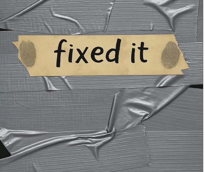 Duct Tape Funny Tumbler 20oz - "Fixed It" Insulated Travel Mug, Great Gift for Men, Husband, Dad, Handyman Cup