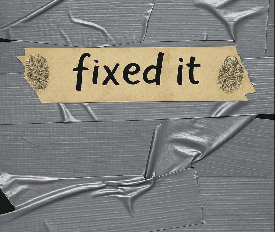 Duct Tape Funny Tumbler 20oz - "Fixed It" Insulated Travel Mug, Great Gift for Men, Husband, Dad, Handyman Cup