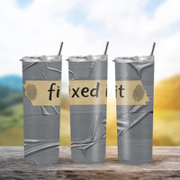 Duct Tape Funny Tumbler 20oz - "Fixed It" Insulated Travel Mug, Great Gift for Men, Husband, Dad, Handyman Cup