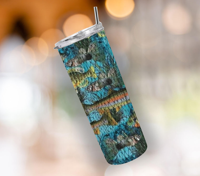 20oz Skinny Tumbler Daddy Fish Cup - Personalized Stainless Steel Insulated Travel Mug for Men, Gift for Dad, Spill Proof Drinkware