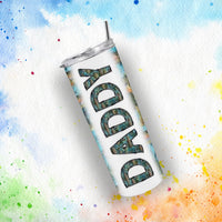 20oz Skinny Tumbler Daddy Fish Cup - Personalized Stainless Steel Insulated Travel Mug for Men, Gift for Dad, Spill Proof Drinkware