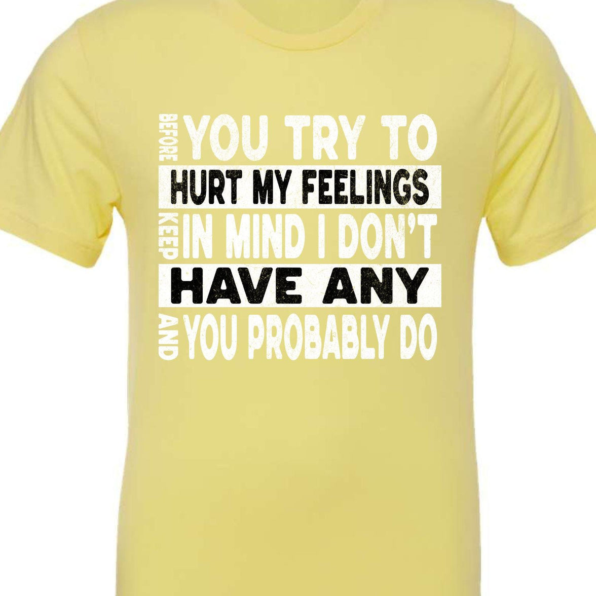 Funny Sarcastic Unisex Shirt - Before You Try to Hurt My Feelings Tee, Humorous Quote Top, Sarcasm Gift for Men & Women