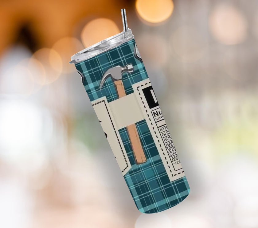 Best Dad Ever 20 oz Tumbler with Nutritional Facts Design – Fathers Day Gift for Dad, Coffee & Tea Travel Cup, Funny Gift for Dad