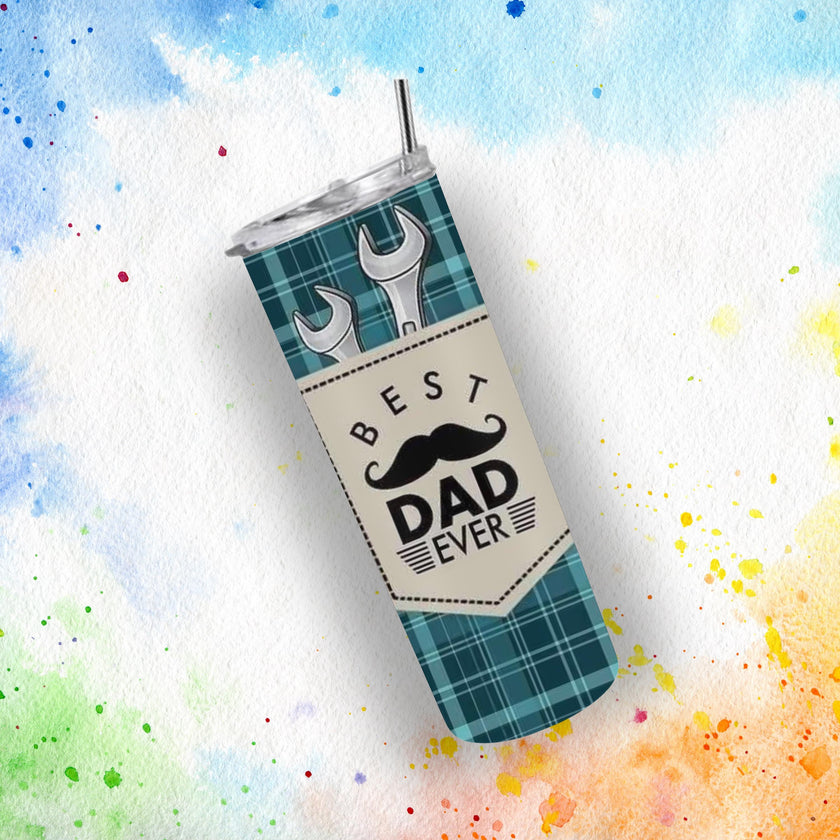 Best Dad Ever 20 oz Tumbler with Nutritional Facts Design – Fathers Day Gift for Dad, Coffee & Tea Travel Cup, Funny Gift for Dad