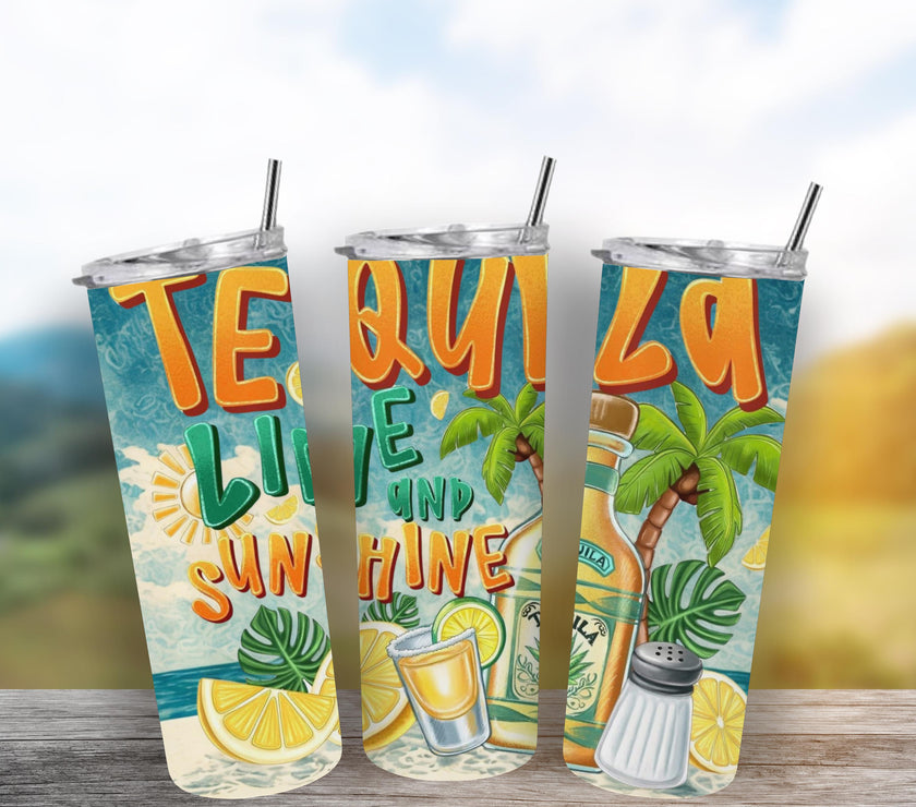 Tequila Lime and Sunshine 20oz Tumbler – Insulated Stainless Steel Cup for Cold & Hot Drinks, Perfect Gift for Summer and Outdoor Use