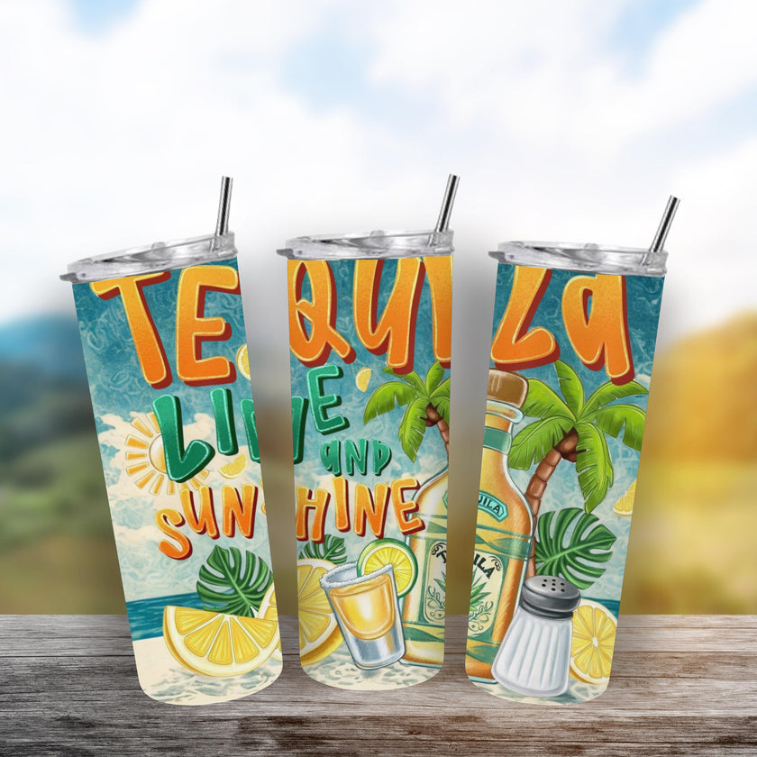 Tequila Lime and Sunshine 20oz Tumbler – Insulated Stainless Steel Cup for Cold & Hot Drinks, Perfect Gift for Summer and Outdoor Use