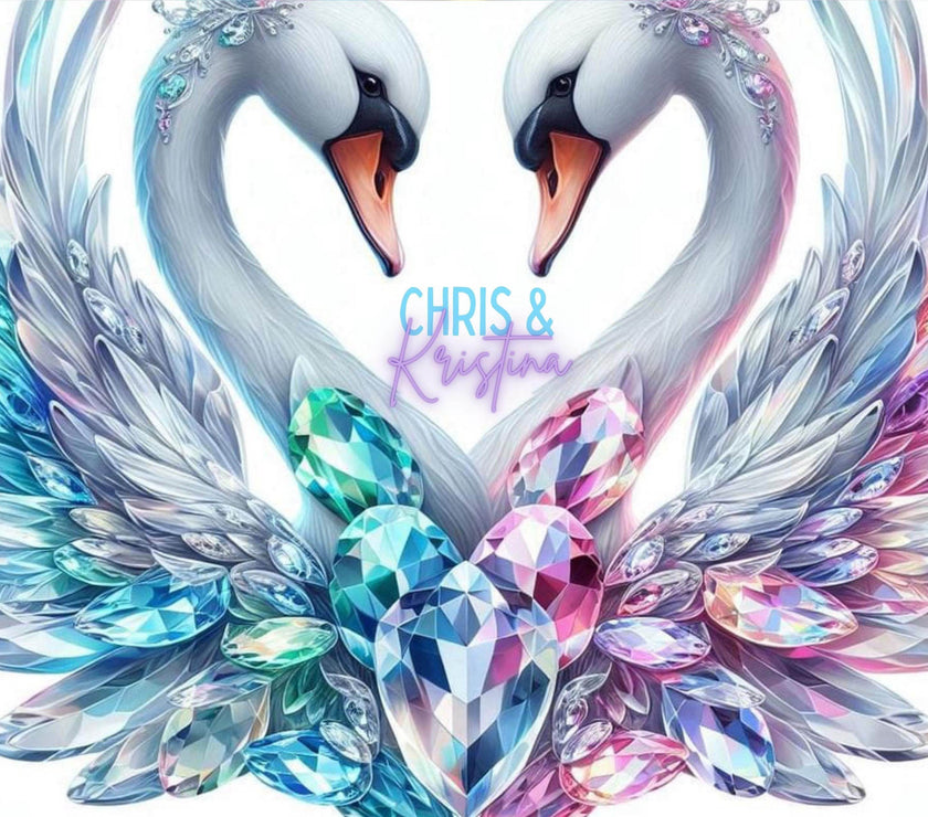 Jeweled In Love Swans 20oz Tumbler Personalized With Names – Romantic Couples Gift, Custom Drinkware, Wedding & Anniversary Keepsake - My Store