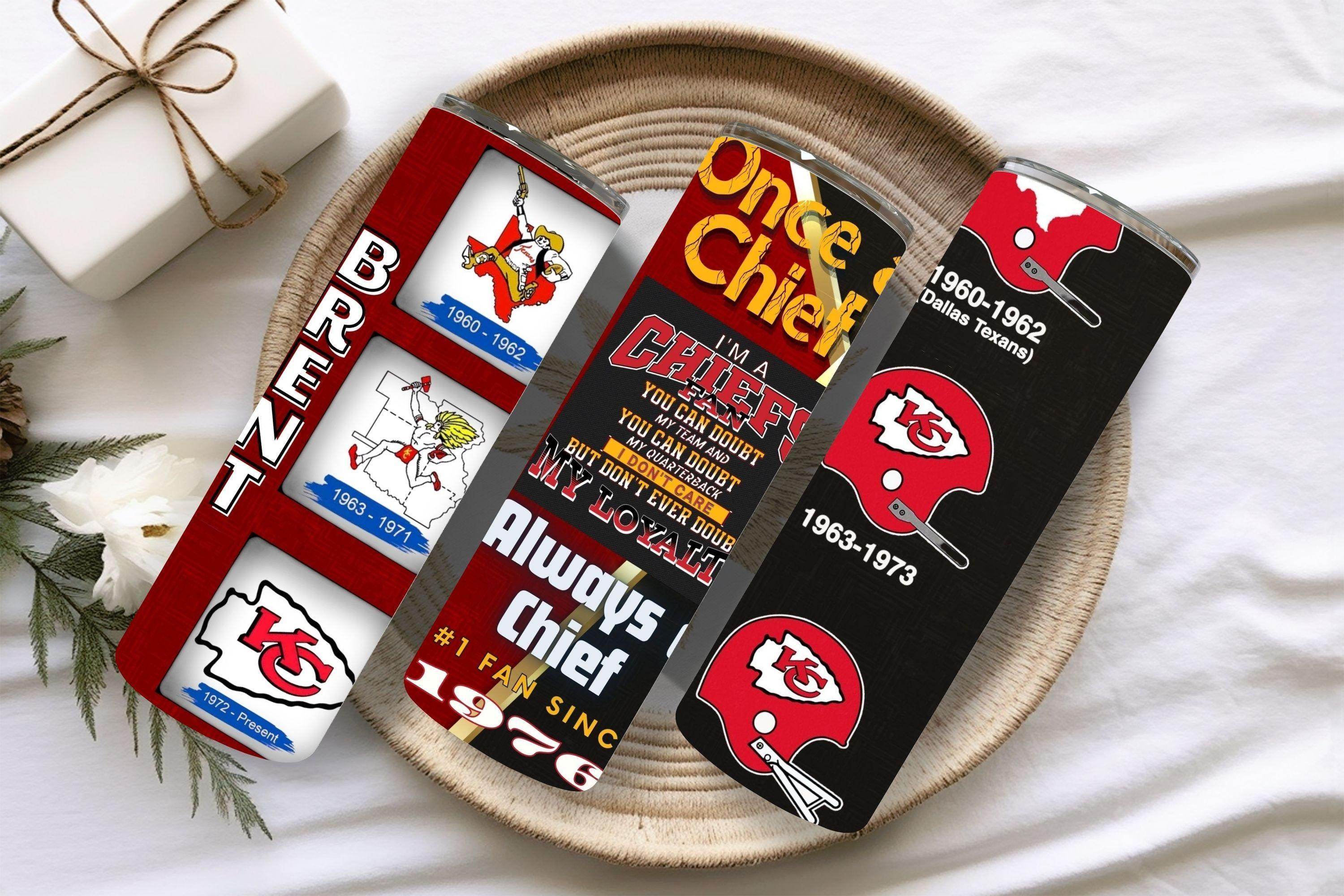 Kansas City Chiefs Tumbler 20oz Personalized with Logo History, Custom Name & Date - NFL Fan Gift, Durable Insulated Cup - My Store