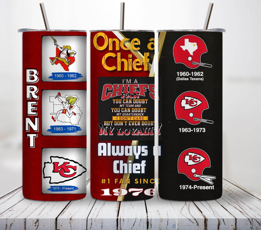 Kansas City Chiefs Tumbler 20oz Personalized with Logo History, Custom Name & Date - NFL Fan Gift, Durable Insulated Cup - My Store
