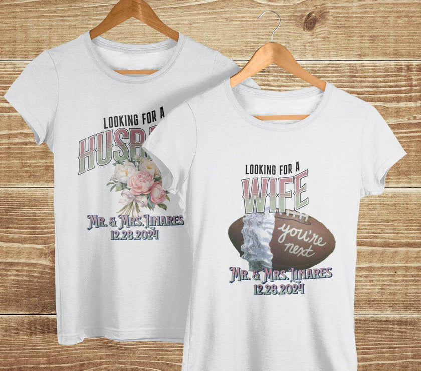 Looking for a unique Bouquet/Garter toss alternative for your Wedding Day | Wife/Husband T-Shirt Toss - My Store
