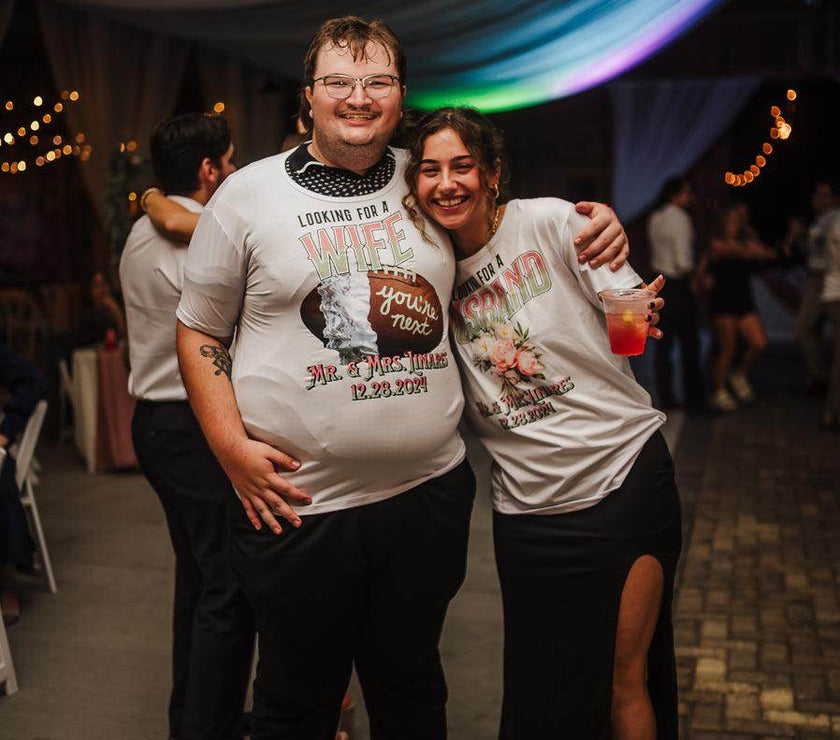 Looking for a unique Bouquet/Garter toss alternative for your Wedding Day | Wife/Husband T-Shirt Toss - My Store