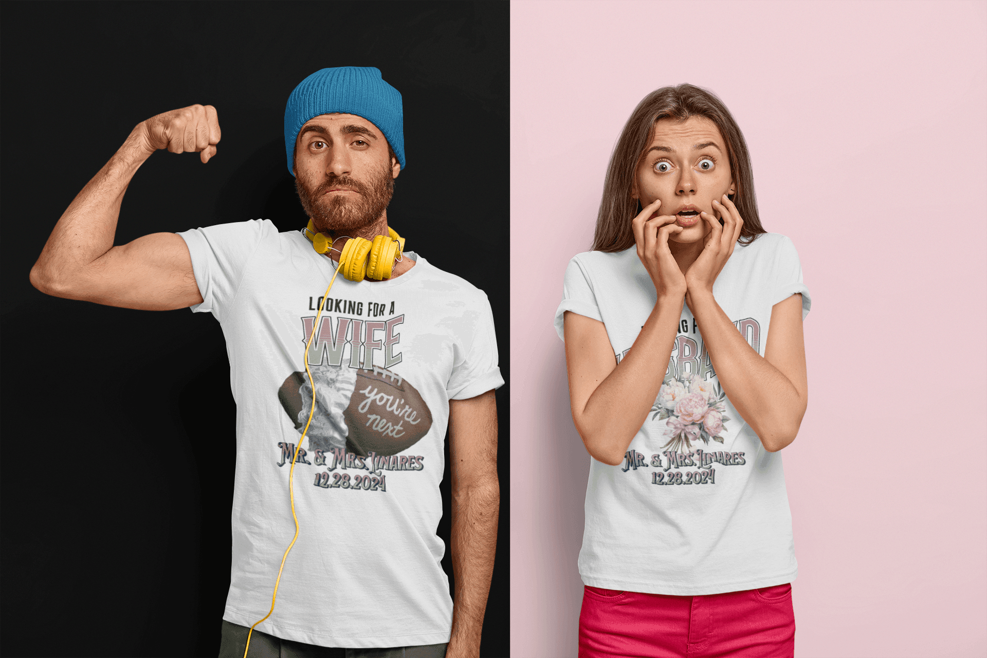 Looking for a unique Bouquet/Garter toss alternative for your Wedding Day | Wife/Husband T-Shirt Toss - My Store