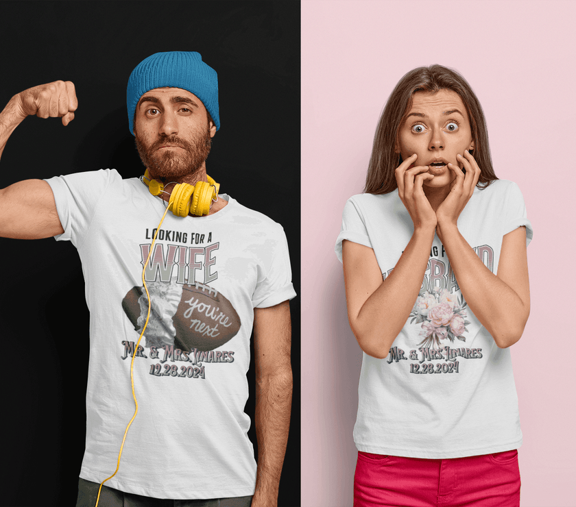 Looking for a unique Bouquet/Garter toss alternative for your Wedding Day | Wife/Husband T-Shirt Toss - My Store