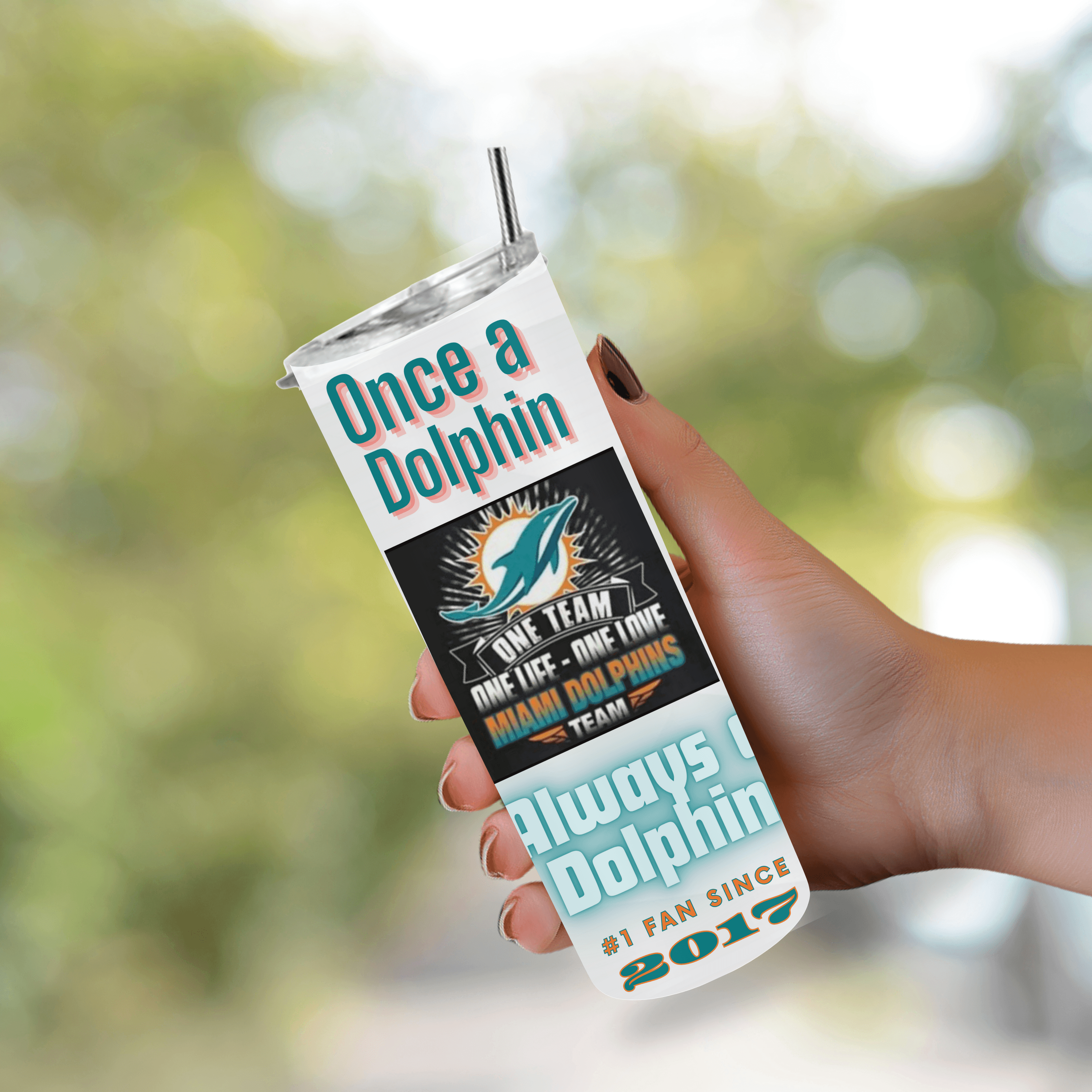 Miami Dolphin All Mascots Logos through the years 20oz Tumbler with your name and date - My Store