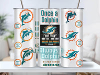 Miami Dolphin All Mascots Logos through the years 20oz Tumbler with your name and date - My Store