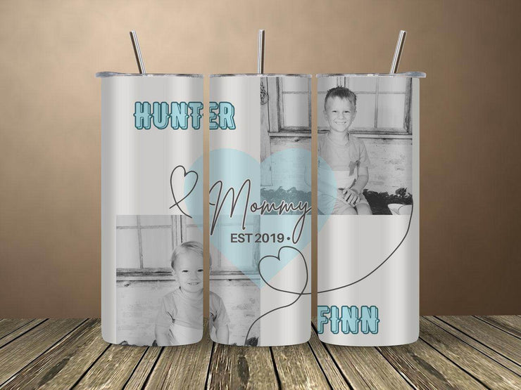 Mommy EST (year) 20 0z Tumbler - Personalize with name and 2 Pictures | Mom | Dad - My Store