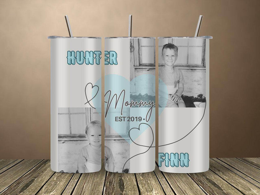 Mommy EST (year) 20 0z Tumbler - Personalize with name and 2 Pictures | Mom | Dad - My Store