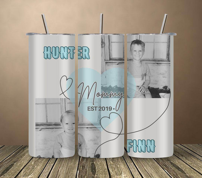 Mommy EST (year) 20 0z Tumbler - Personalize with name and 2 Pictures | Mom | Dad - My Store