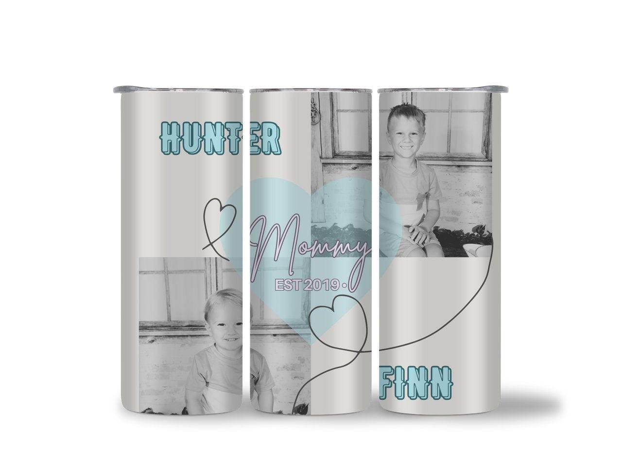 Mommy EST (year) 20 0z Tumbler - Personalize with name and 2 Pictures | Mom | Dad - My Store