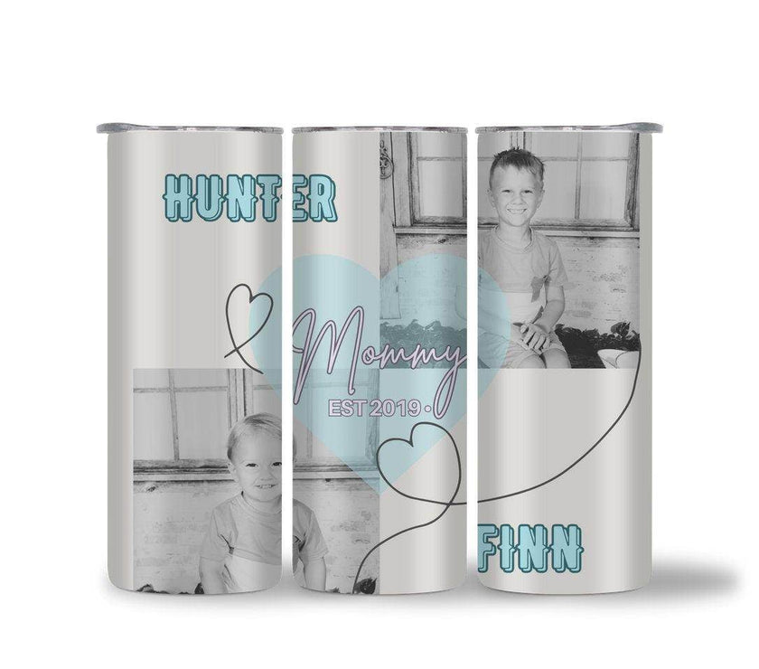 Mommy EST (year) 20 0z Tumbler - Personalize with name and 2 Pictures | Mom | Dad - My Store