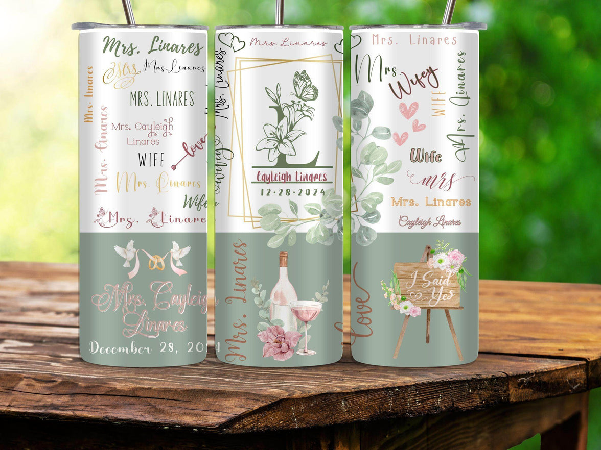 Mrs. Personalized 20oz Tumbler with name and date - My Store