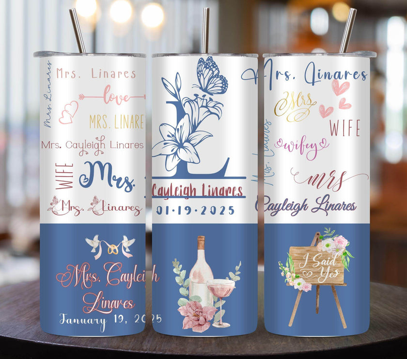 Mrs. Personalized 20oz Tumbler with name and date - My Store