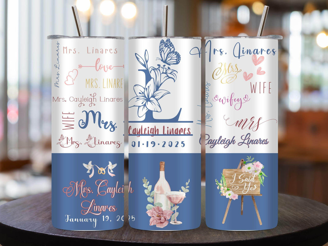 Mrs. Personalized 20oz Tumbler with name and date - My Store