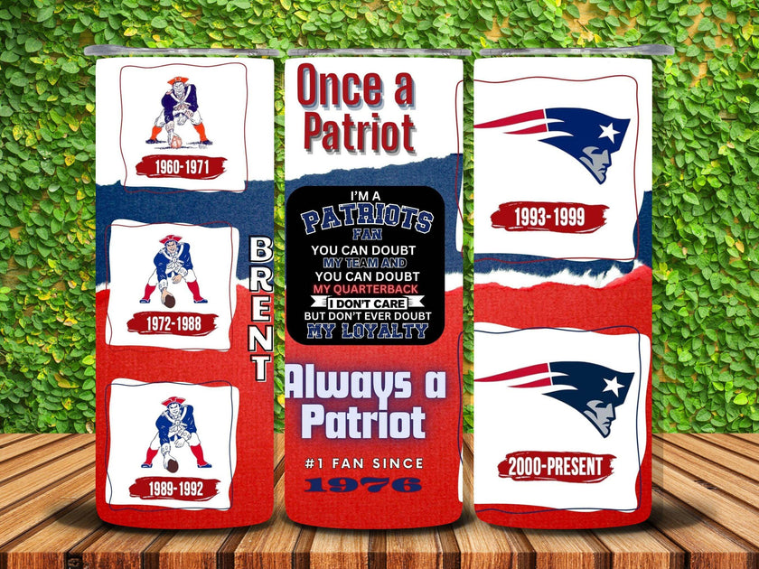 New England Patriots Mascot 20oz Tumbler Personalized with Name & Date - Custom Patriots Gift for Fans - My Store