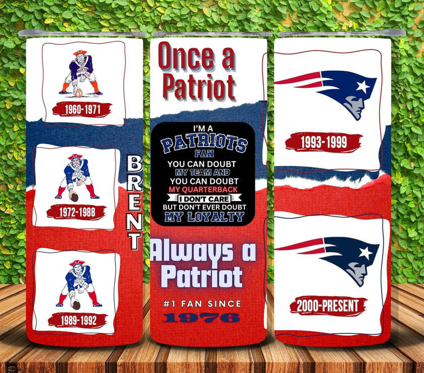 New England Patriots Mascot 20oz Tumbler Personalized with Name & Date - Custom Patriots Gift for Fans - My Store