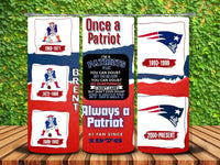 New England Patriots Mascot 20oz Tumbler Personalized with Name & Date - Custom Patriots Gift for Fans - My Store