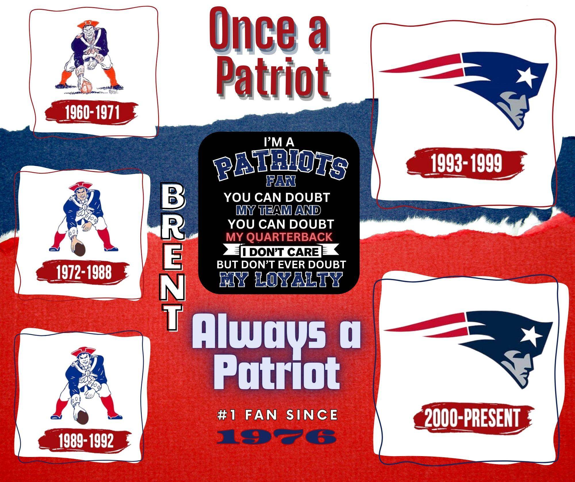 New England Patriots Mascot 20oz Tumbler Personalized with Name & Date - Custom Patriots Gift for Fans - My Store