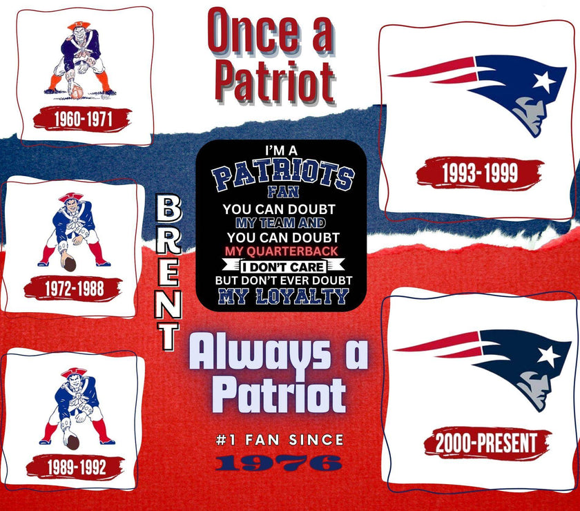 New England Patriots Mascot 20oz Tumbler Personalized with Name & Date - Custom Patriots Gift for Fans - My Store